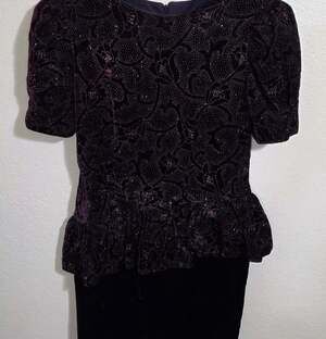 Vintage Jessica Howard dress 80's Womens 10 cocktail Puff Sleeve Velvet Sheath